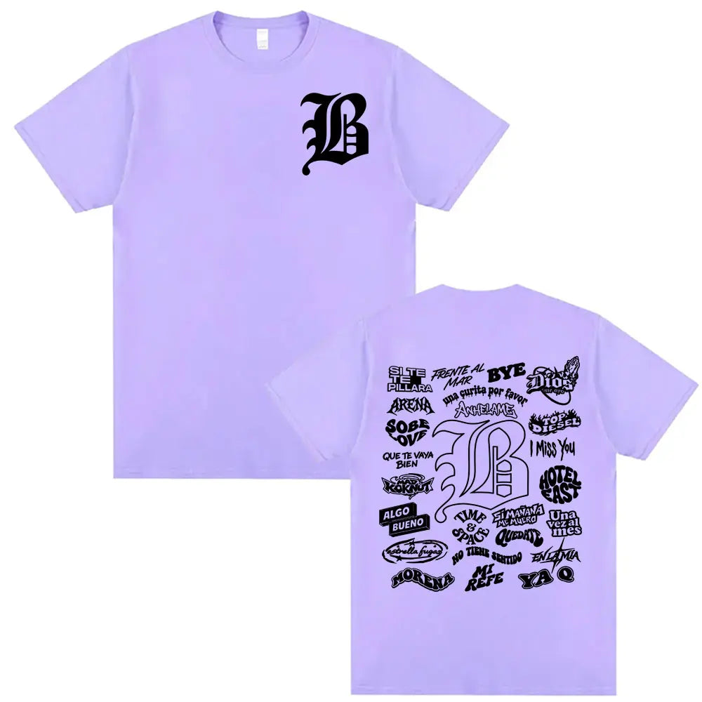Rapper Beele Borondo Letters Printed TShirt Men's Clothing Oversized Hip Hop Classic T-shirts Harajuku Fashion Trending T Shirts