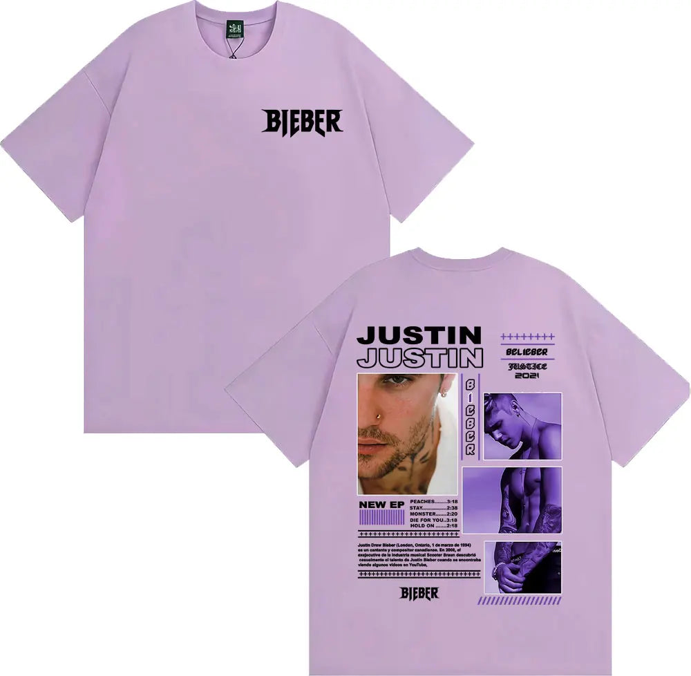 Rapper Justin Bieber Album Tour Cover T Shirt Men Women Fashion Hip Hop Pop Music T Shirts High Quality Cozy 100% Cotton T-shirt