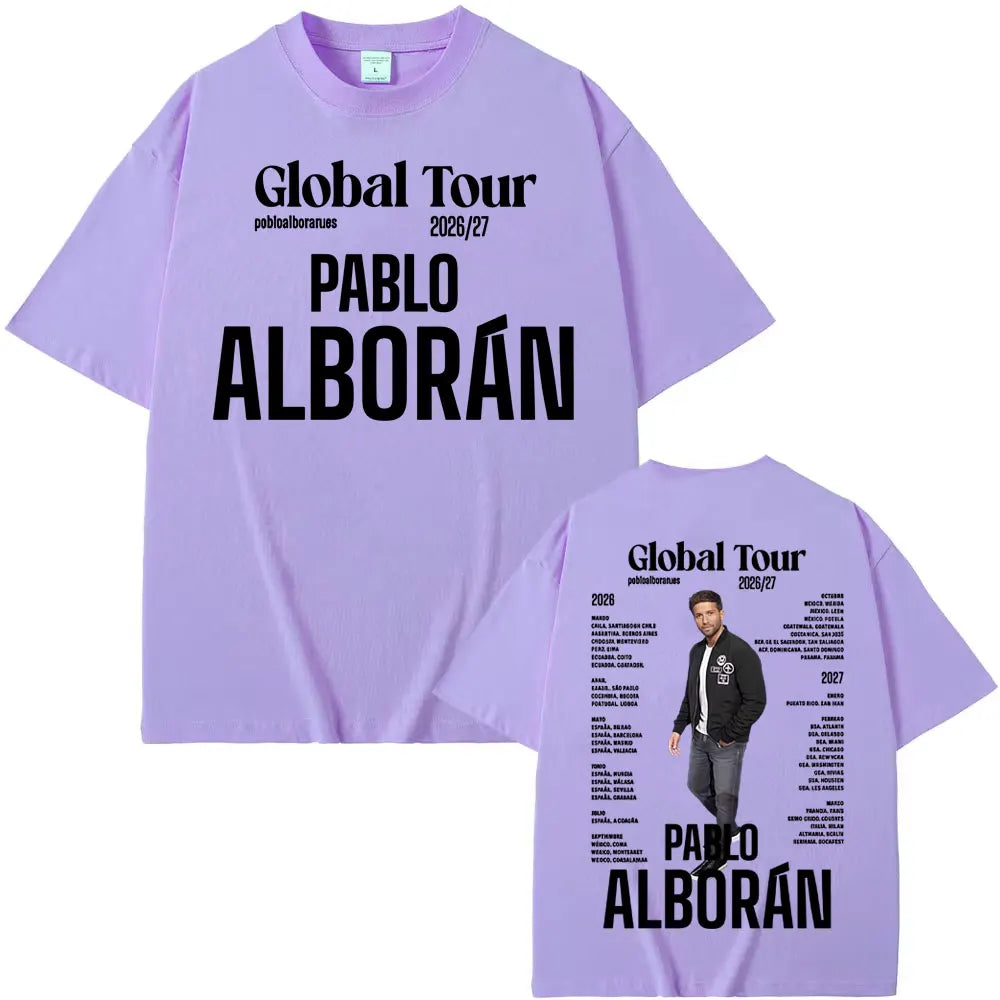 Rapper Pablo Alborán Global Tour 2026-2027 Graphic T-shirts Men Women Fashion Hip Hop Retro T Shirt Cotton 100% Oversized Tshirt