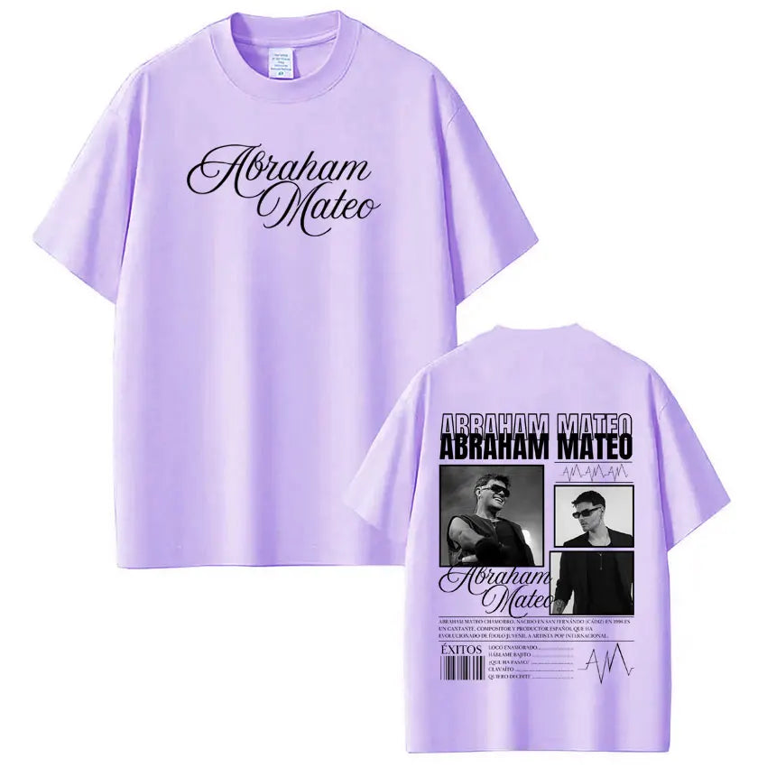 Rapper Abraham Mateo's Album 2026 Tour T-shirt Men's Women's Fashion Clothing T-shirs Short-sleeved 100% Cotton Hip-hop T-shirt