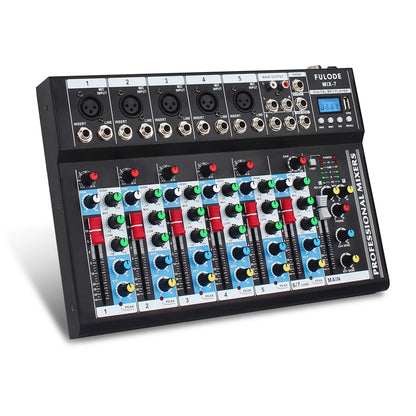 FULUODE 7/8/12/16 channel Bluetooth studio audio mixer with 99-bit DSP digital processor USB MP3 player XLR microphone jack and