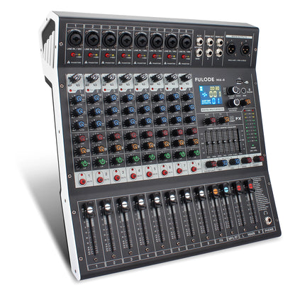FULUODE 7/8/12/16 channel Bluetooth studio audio mixer with 99-bit DSP digital processor USB MP3 player XLR microphone jack and