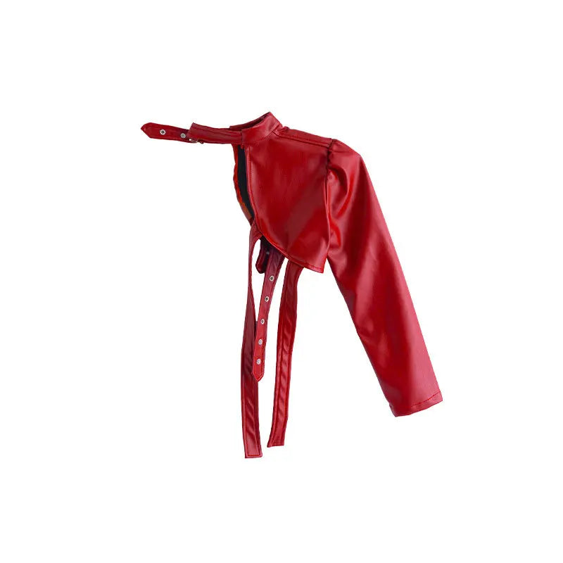 Kid Hip Hop Clothing T Shirt Crop Top Wine Red Arm Sleeve Faux Leather Casual Cargo Pants for Girl Jazz Dance Costumes Clothes