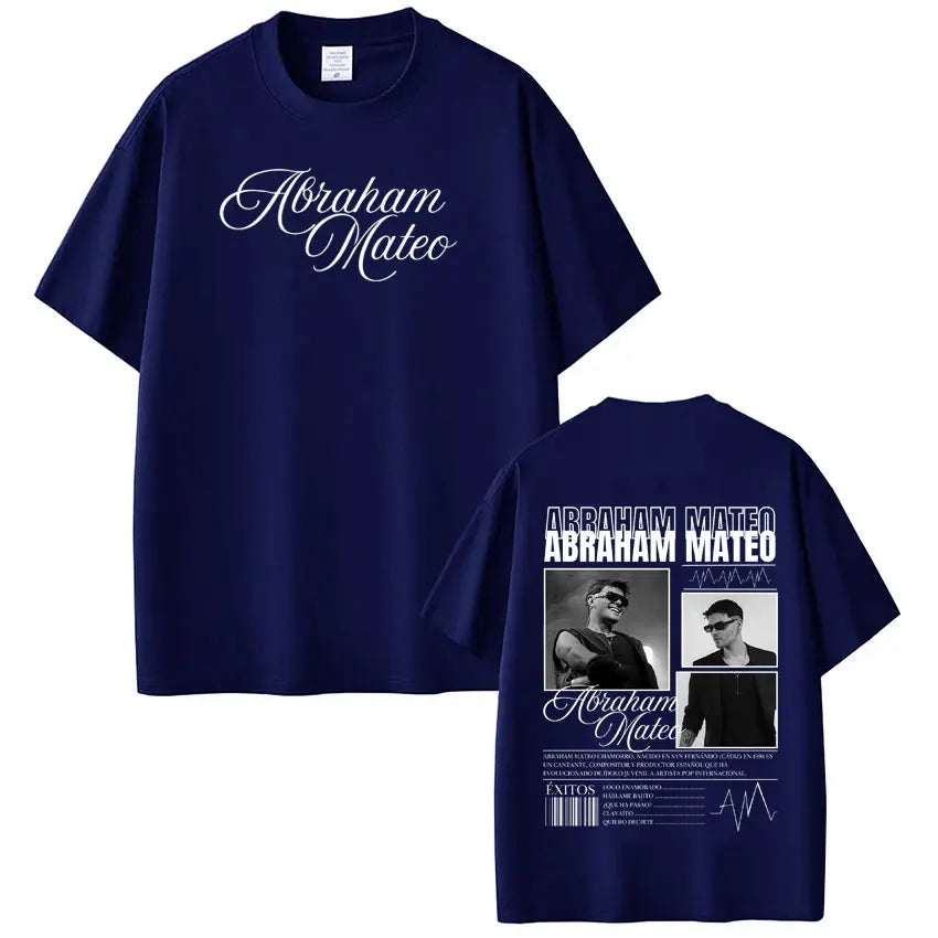 Rapper Abraham Mateo's Album 2026 Tour T-shirt Men's Women's Fashion Clothing T-shirs Short-sleeved 100% Cotton Hip-hop T-shirt