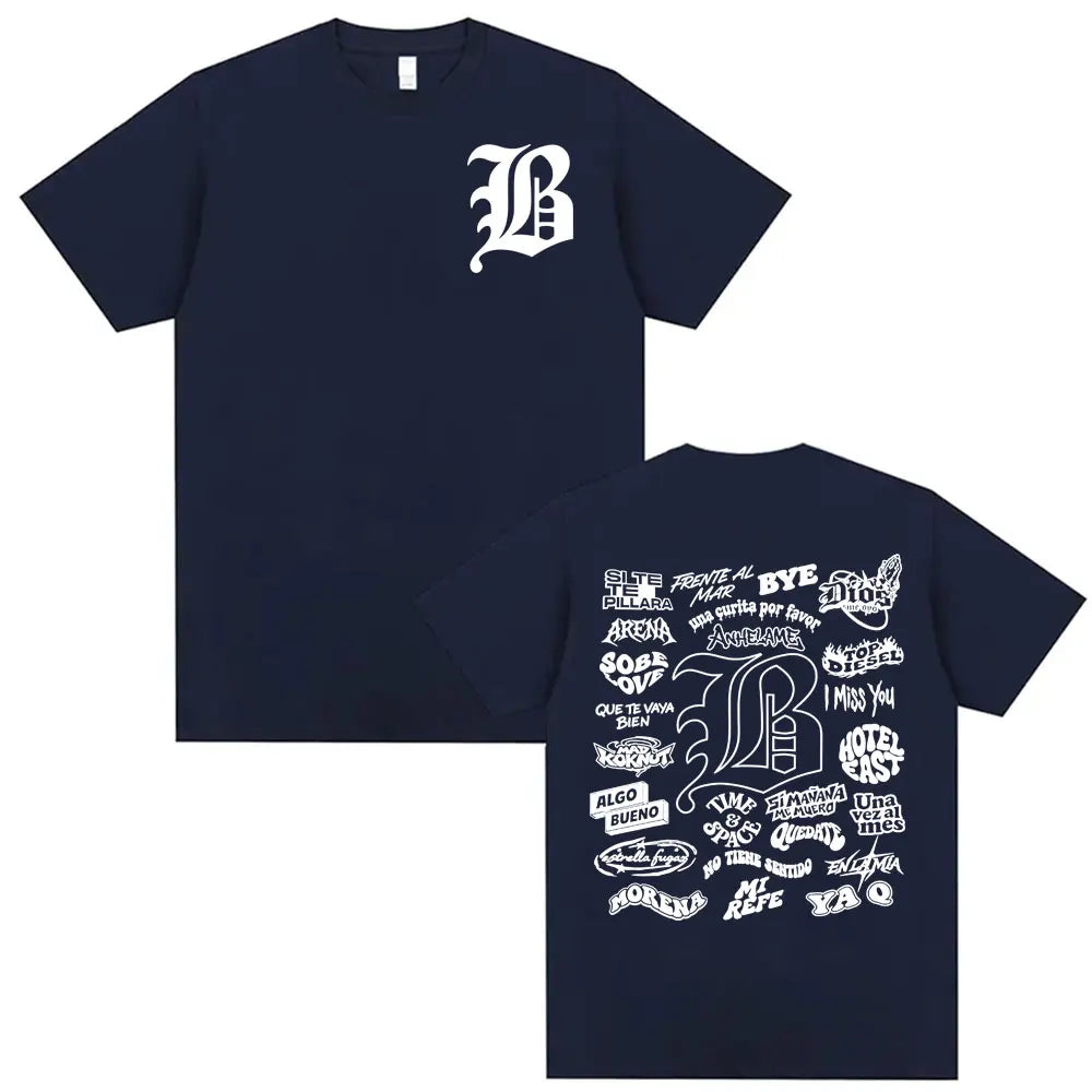 Rapper Beele Borondo Letters Printed TShirt Men's Clothing Oversized Hip Hop Classic T-shirts Harajuku Fashion Trending T Shirts
