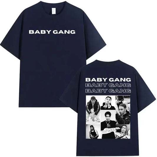 Rapper Baby Gang Album 2025 Merch T Shirt Men's Retro Fashion Cotton Short Sleeve T-shirts Hip Hop Oversized T-shirt Streetwear