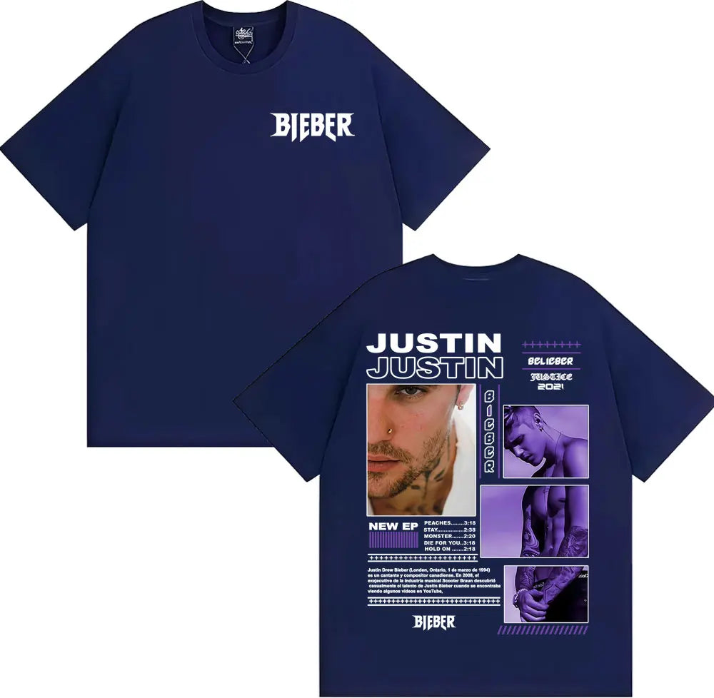 Rapper Justin Bieber Album Tour Cover T Shirt Men Women Fashion Hip Hop Pop Music T Shirts High Quality Cozy 100% Cotton T-shirt