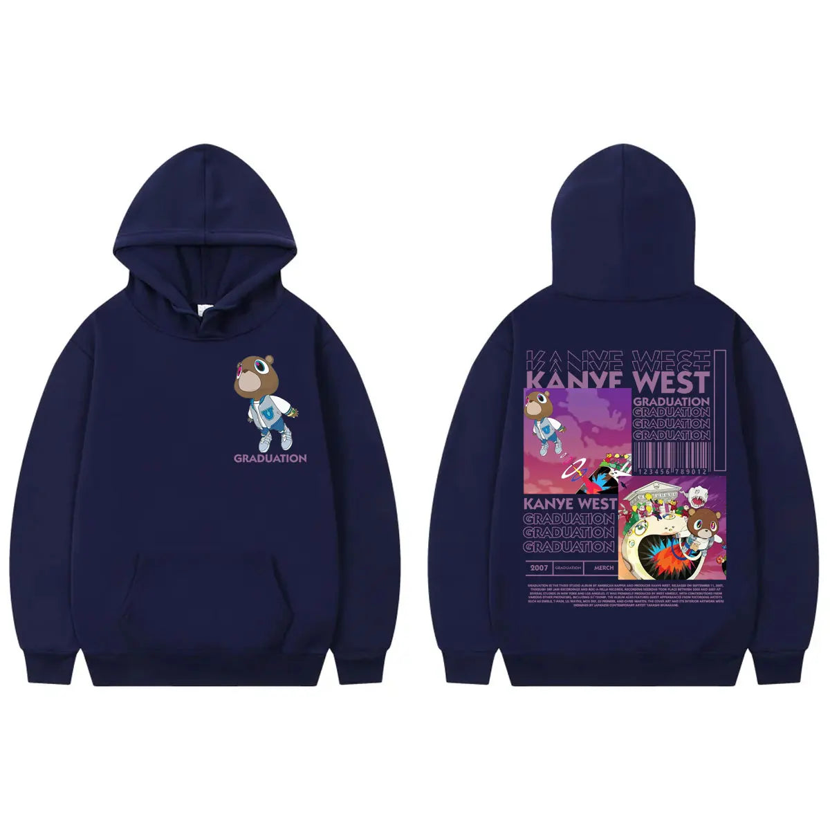 Rapper Kanye West Graduation Album Merch Hoodies Fashion Hip Hop Hooded Sweatshirts Men's Women's High Quality Fleece Pullovers