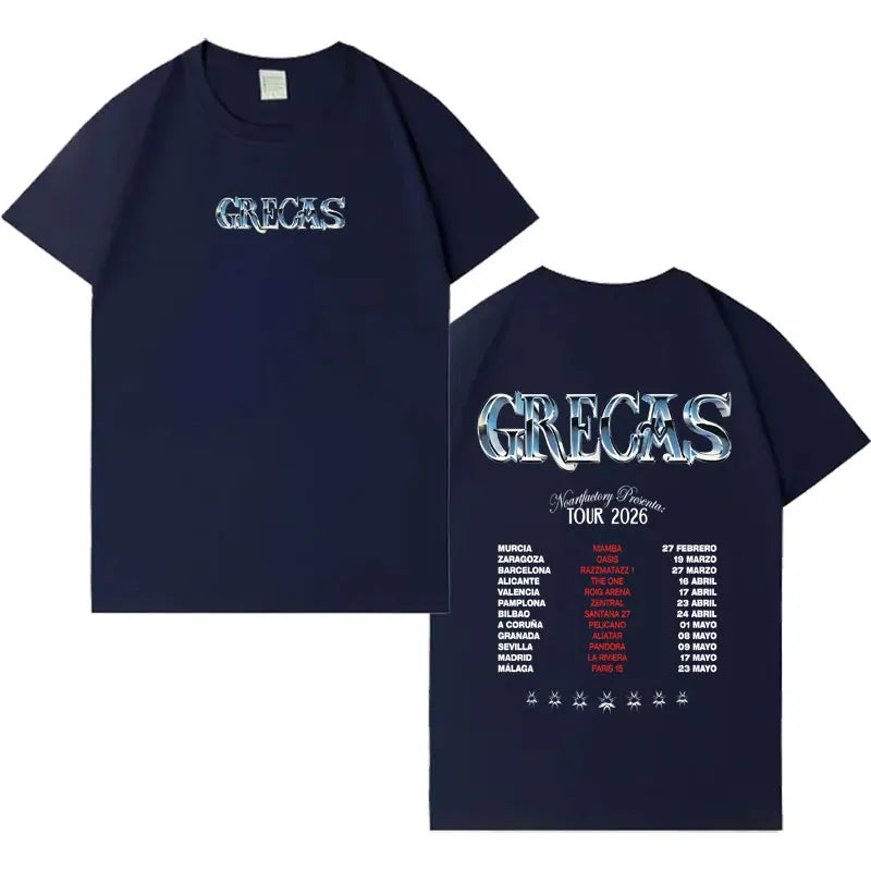 Rapper Grecas 2026 Tour Pop Graphics T-shirts Men Harajuku High Quality Oversized T-shirt Crewneck Y2K Casual Short Sleeve Tees