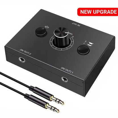 4 Way/2 Way 3.5mm Stereo Audio Switcher Bi-Directional Audio Switch Splitter Box 2x1/1x2 4x1/1x4 Switcher with Mute Button