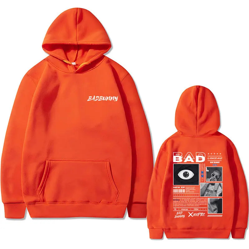Rapper Bad Bunny Album X 100per Album Double Sided Print Hoodie Men Women Hip Hop Oversized Pullover Male Casual Cotton Hoodies