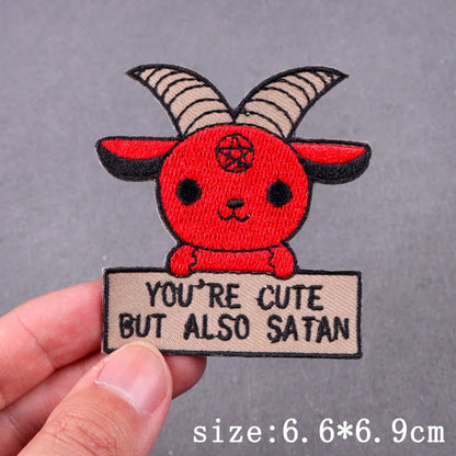 Hip Hop Sexy Patch Iron On Embroidery Patches For Clothing Thermoadhesive Patches For Clothes Punk Skull Sewing/Fusible Patch