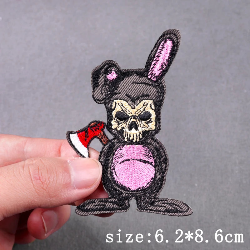Hip Hop Sexy Patch Iron On Embroidery Patches For Clothing Thermoadhesive Patches For Clothes Punk Skull Sewing/Fusible Patch