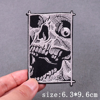 Hip Hop Sexy Patch Iron On Embroidery Patches For Clothing Thermoadhesive Patches For Clothes Punk Skull Sewing/Fusible Patch