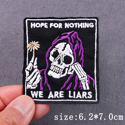 Hip Hop Sexy Patch Iron On Embroidery Patches For Clothing Thermoadhesive Patches For Clothes Punk Skull Sewing/Fusible Patch