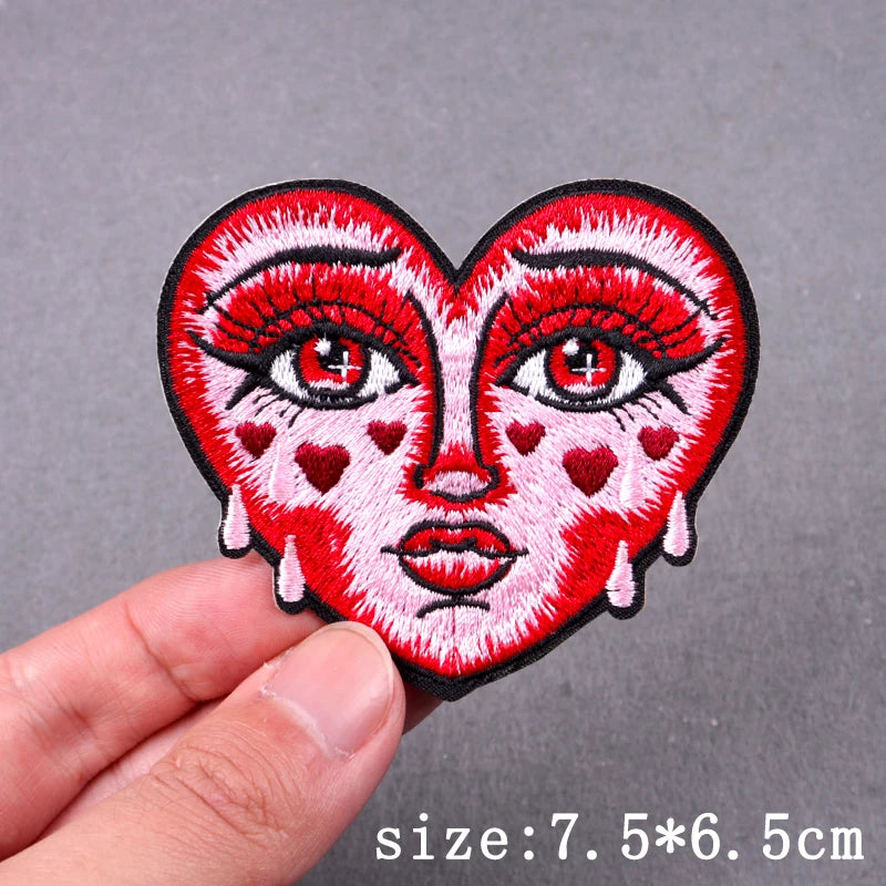 Hip Hop Sexy Patch Iron On Embroidery Patches For Clothing Thermoadhesive Patches For Clothes Punk Skull Sewing/Fusible Patch