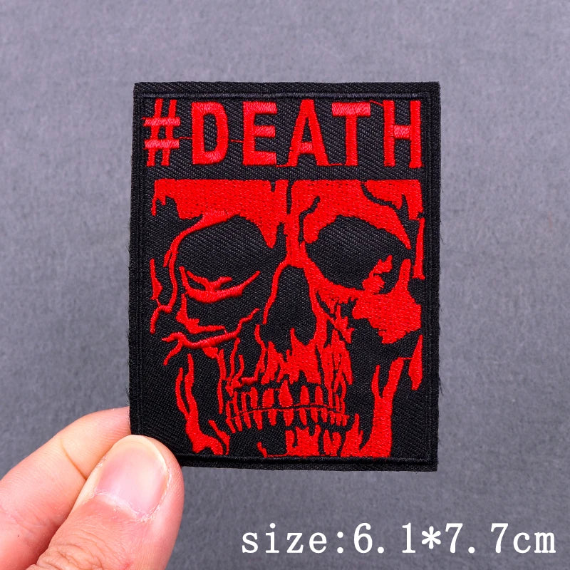 Hip Hop Sexy Patch Iron On Embroidery Patches For Clothing Thermoadhesive Patches For Clothes Punk Skull Sewing/Fusible Patch