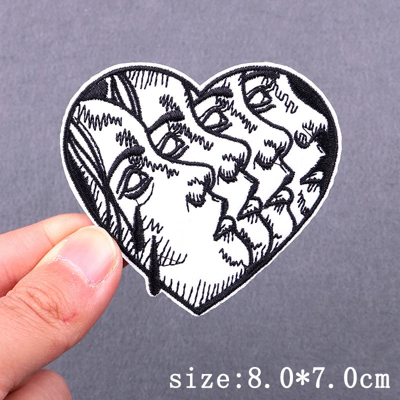 Hip Hop Sexy Patch Iron On Embroidery Patches For Clothing Thermoadhesive Patches For Clothes Punk Skull Sewing/Fusible Patch