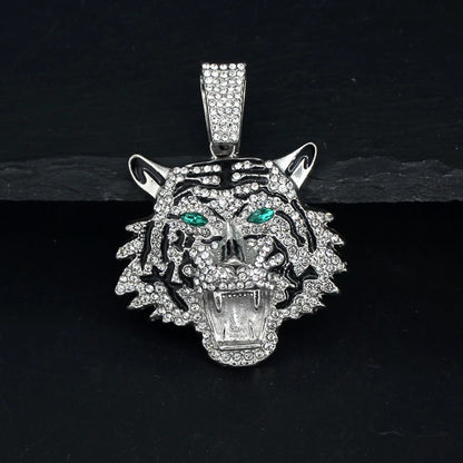 Hip Hop Big 3D Tiger Pendant Necklace Crystal Cuban Chain HipHop Iced Out Bling Necklaces Men Women Fashion Charm Jewelry