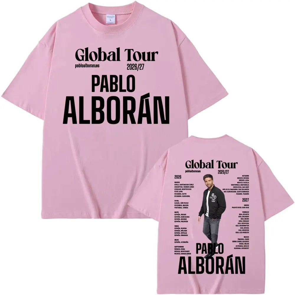 Rapper Pablo Alborán Global Tour 2026-2027 Graphic T-shirts Men Women Fashion Hip Hop Retro T Shirt Cotton 100% Oversized Tshirt