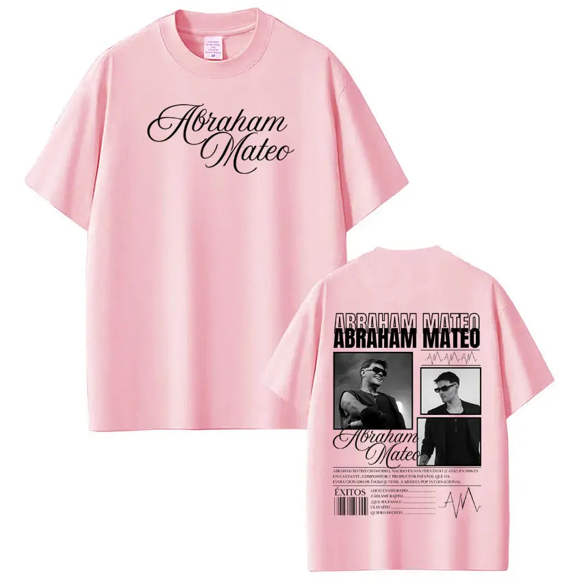 Rapper Abraham Mateo's Album 2026 Tour T-shirt Men's Women's Fashion Clothing T-shirs Short-sleeved 100% Cotton Hip-hop T-shirt