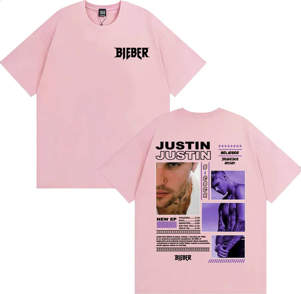 Rapper Justin Bieber Album Tour Cover T Shirt Men Women Fashion Hip Hop Pop Music T Shirts High Quality Cozy 100% Cotton T-shirt