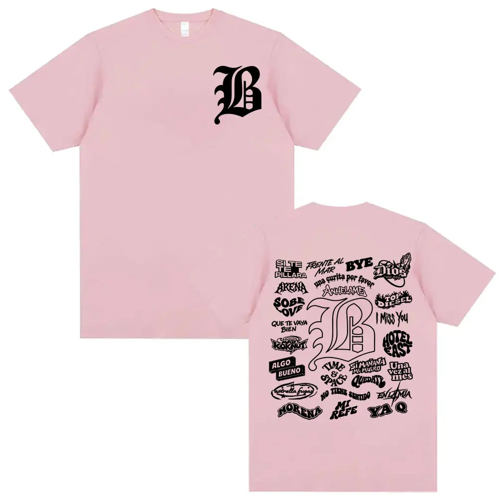 Rapper Beele Borondo Letters Printed TShirt Men's Clothing Oversized Hip Hop Classic T-shirts Harajuku Fashion Trending T Shirts