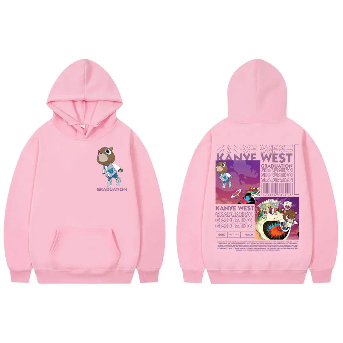 Rapper Kanye West Graduation Album Merch Hoodies Fashion Hip Hop Hooded Sweatshirts Men's Women's High Quality Fleece Pullovers