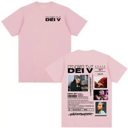 Rapper Dei V Quien Es Dei V? Tour 2025 T-shirts Men Women Vintage Hip Hop Music T-shirt Unisex O-Neck Oversized Cotton T Shirt