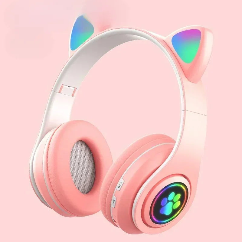 JST-28 Wireless Headphones Cat Ears Bluetooth Earphones Stereo Music Earbuds Bluetooth Sports Gaming Headset with Mic for Phones