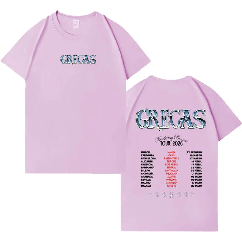 Rapper Grecas 2026 Tour Pop Graphics T-shirts Men Harajuku High Quality Oversized T-shirt Crewneck Y2K Casual Short Sleeve Tees