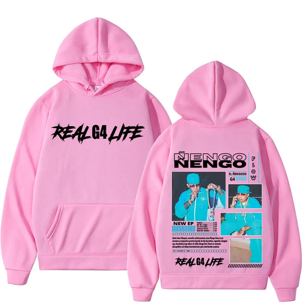 Rapper Nengo Flow Real G4 Life Album Tour 2025 Hoodie Men Clothing Hip Hop Long Sleeve Hoodies Unisex Fashion Casual Sweatshirts