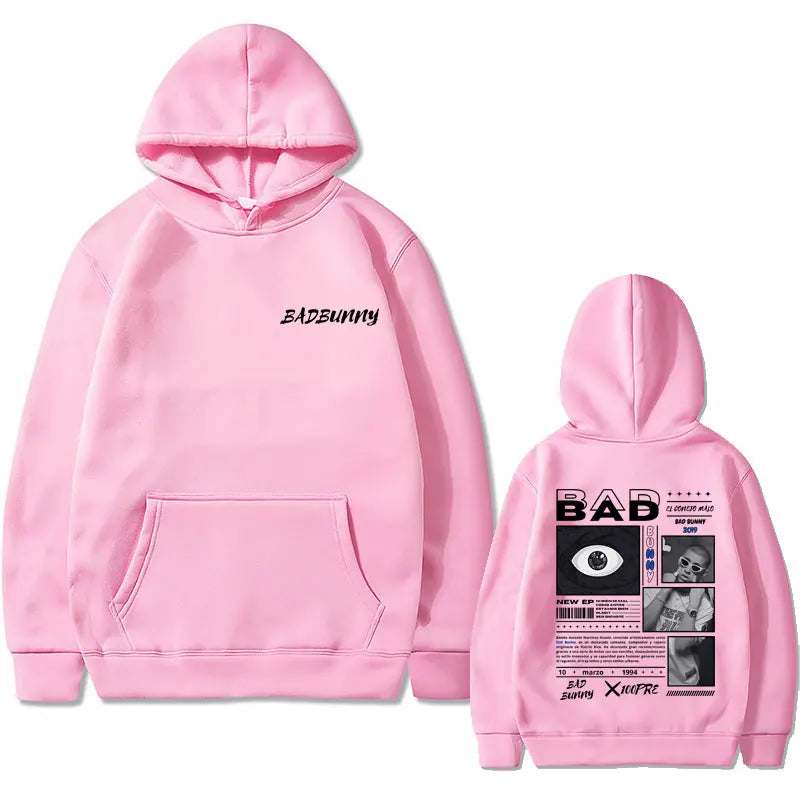 Rapper Bad Bunny Album X 100per Album Double Sided Print Hoodie Men Women Hip Hop Oversized Pullover Male Casual Cotton Hoodies