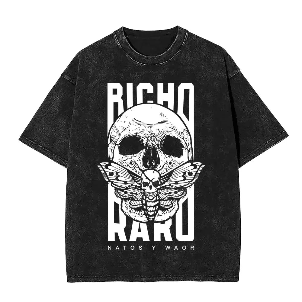 Rapper NATOS WAOR Hijos De La Ruina Album Washed T Shirts Fashion Hip Hop Vintage T-shirts Men Women Cotton Short Sleeve T-shirt