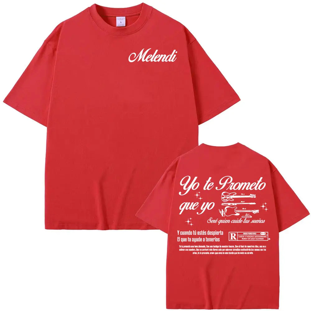 Rapper Melendi Album Tour 2025 Printed T-shirt Men's Clothing Vintage Gothic Oversized T-shirts Summer Tops High Quality T Shirt