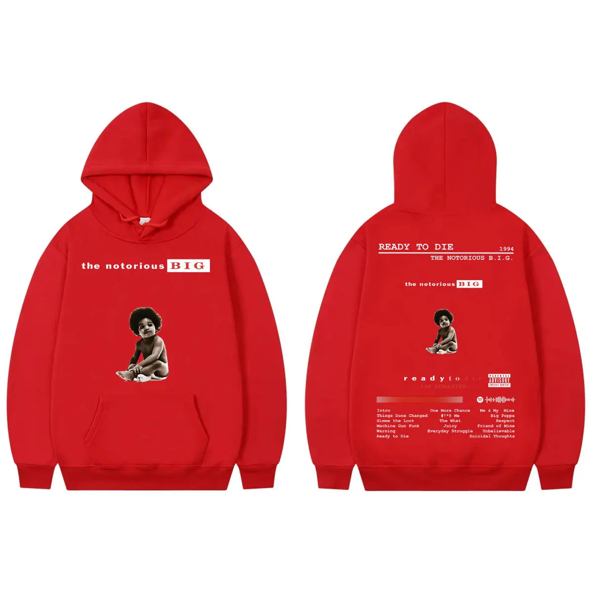 Rapper The Notorious Big Hoodie Ready To Die Album Merch Pullovers Men's Women's Clothing Fashion Hip Hop Sweatshirts Streetwear