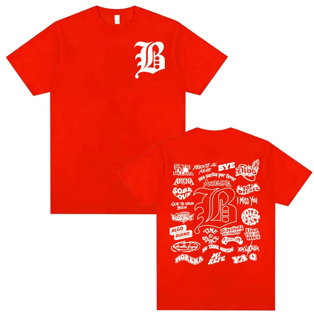 Rapper Beele Borondo Letters Printed TShirt Men's Clothing Oversized Hip Hop Classic T-shirts Harajuku Fashion Trending T Shirts