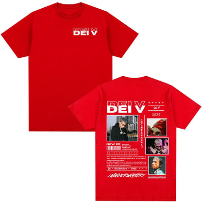 Rapper Dei V Quien Es Dei V? Tour 2025 T-shirts Men Women Vintage Hip Hop Music T-shirt Unisex O-Neck Oversized Cotton T Shirt
