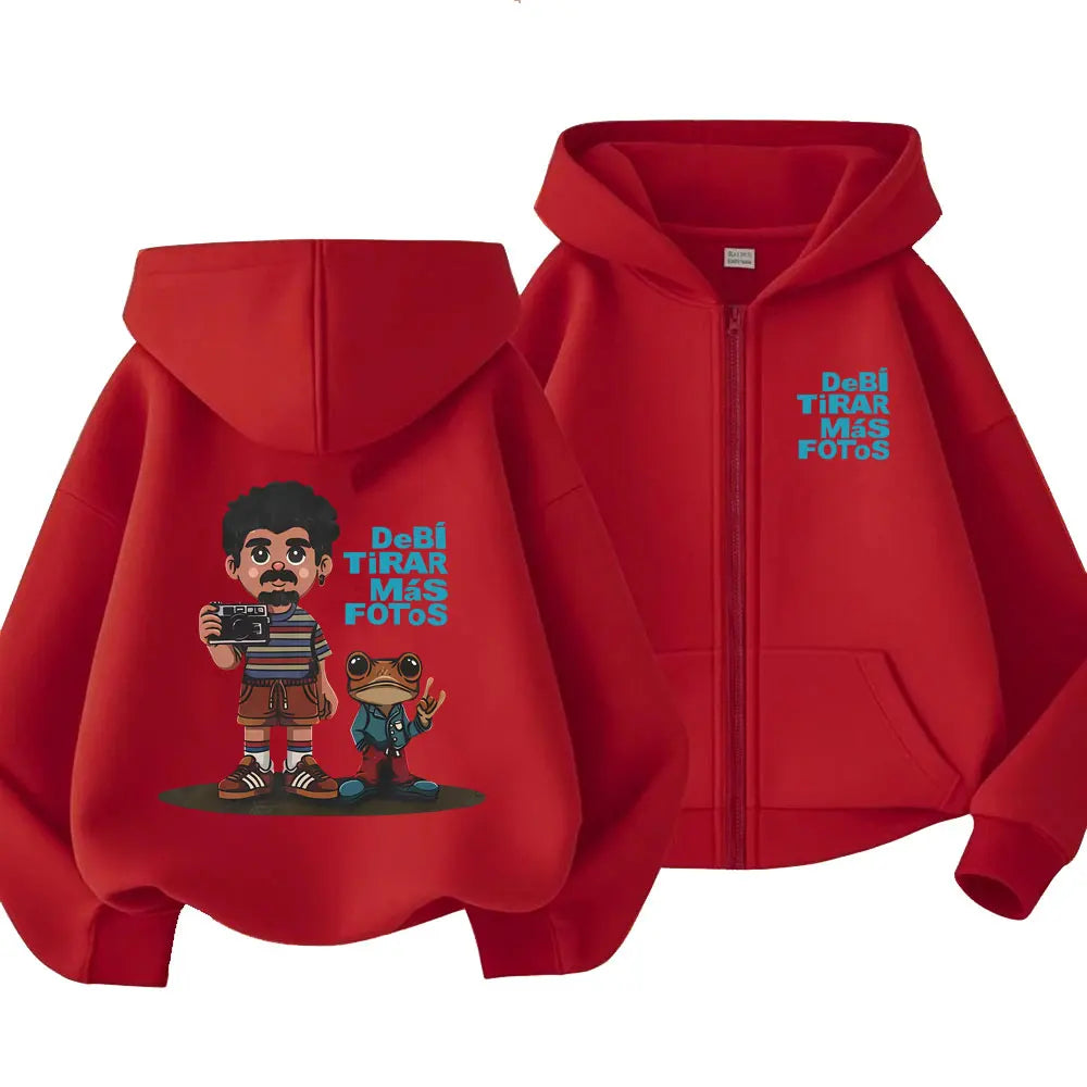 Rapper Bad Bunny Debi Tirar Mas Fotos DTMF Zipper Hoodie Men Women Hip Hop Fashion Pop Music Zip Up Jacket Oversized Streetwear