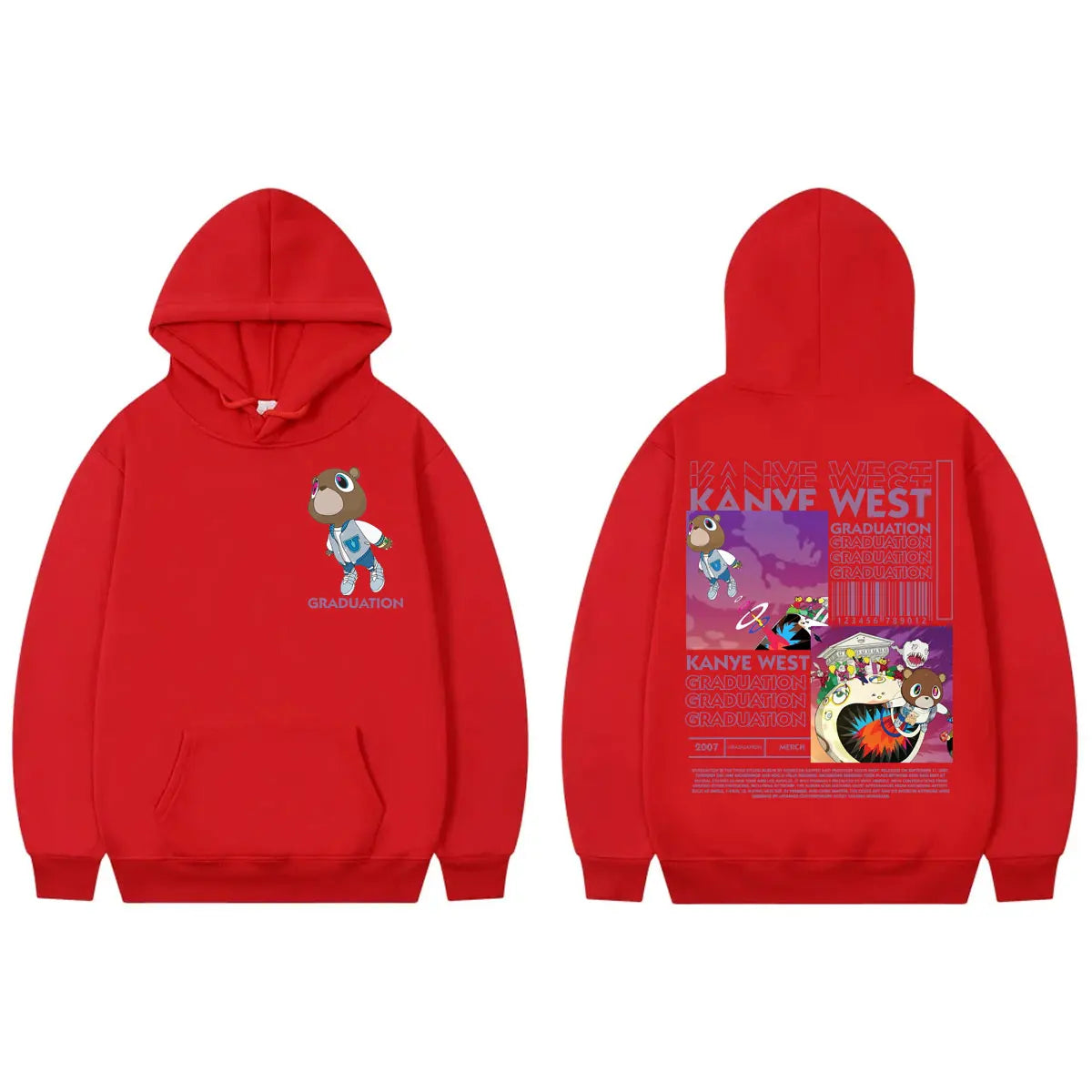Rapper Kanye West Graduation Album Merch Hoodies Fashion Hip Hop Hooded Sweatshirts Men's Women's High Quality Fleece Pullovers