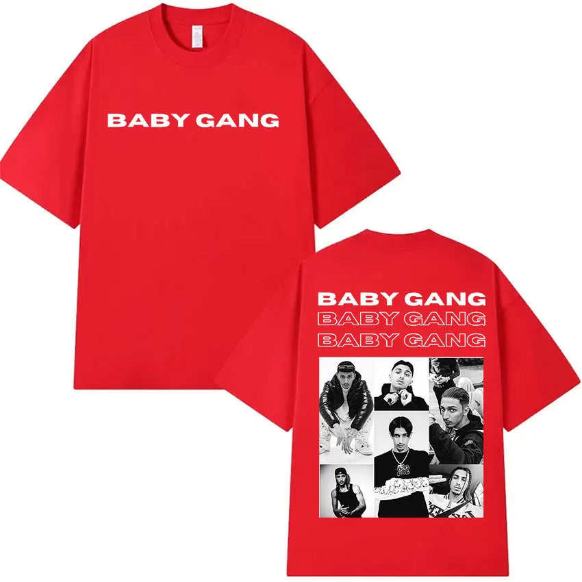 Rapper Baby Gang Album 2025 Merch T Shirt Men's Retro Fashion Cotton Short Sleeve T-shirts Hip Hop Oversized T-shirt Streetwear