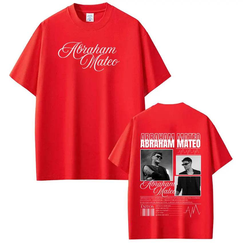 Rapper Abraham Mateo's Album 2026 Tour T-shirt Men's Women's Fashion Clothing T-shirs Short-sleeved 100% Cotton Hip-hop T-shirt