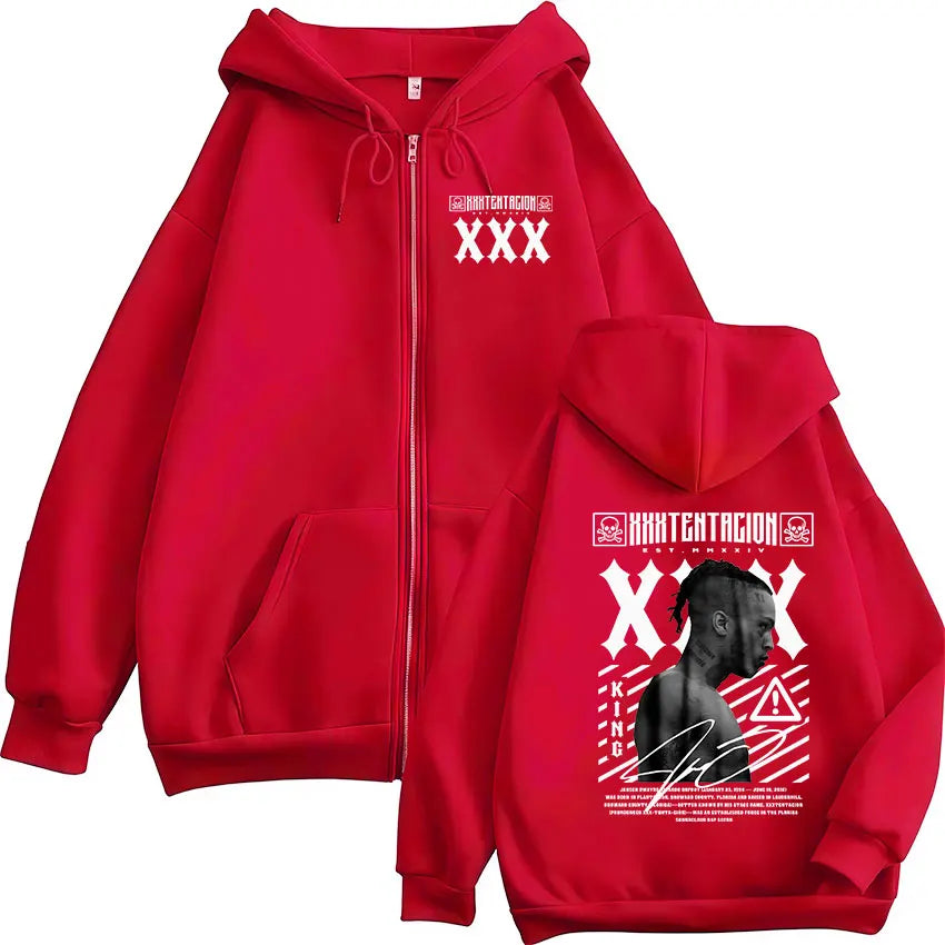 Rapper XXXTentacion Tour Album 2026 Zipper Hoodie Men's Vintage Long Sleeve Fashion Sweatshirt Man Hip Hop Clothing Coats Hooded