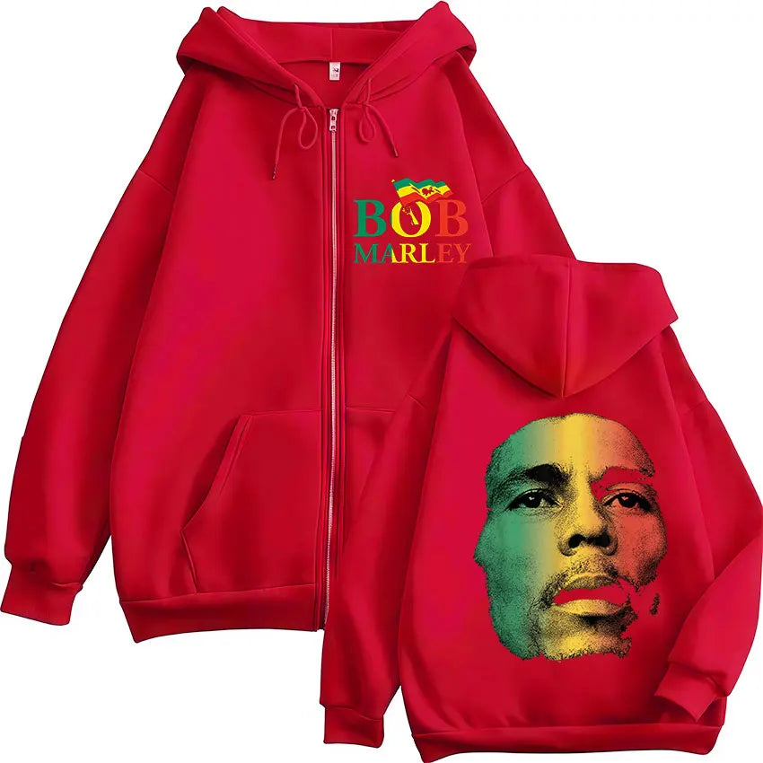 Rapper Bob Marley Album 2025 Zipper Hoodie Men's Hip Hop Fans Pullover Zip Up Sweatshirt Man Loose Fashion Coats Clothing Hoodie