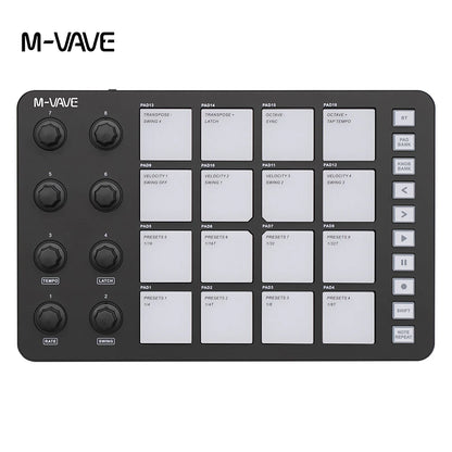 M-VAVE SMC-PAD, 16-Pad MIDI Controller,USB-C Interface， Portable Beat Maker & 3.5mm Output Interface