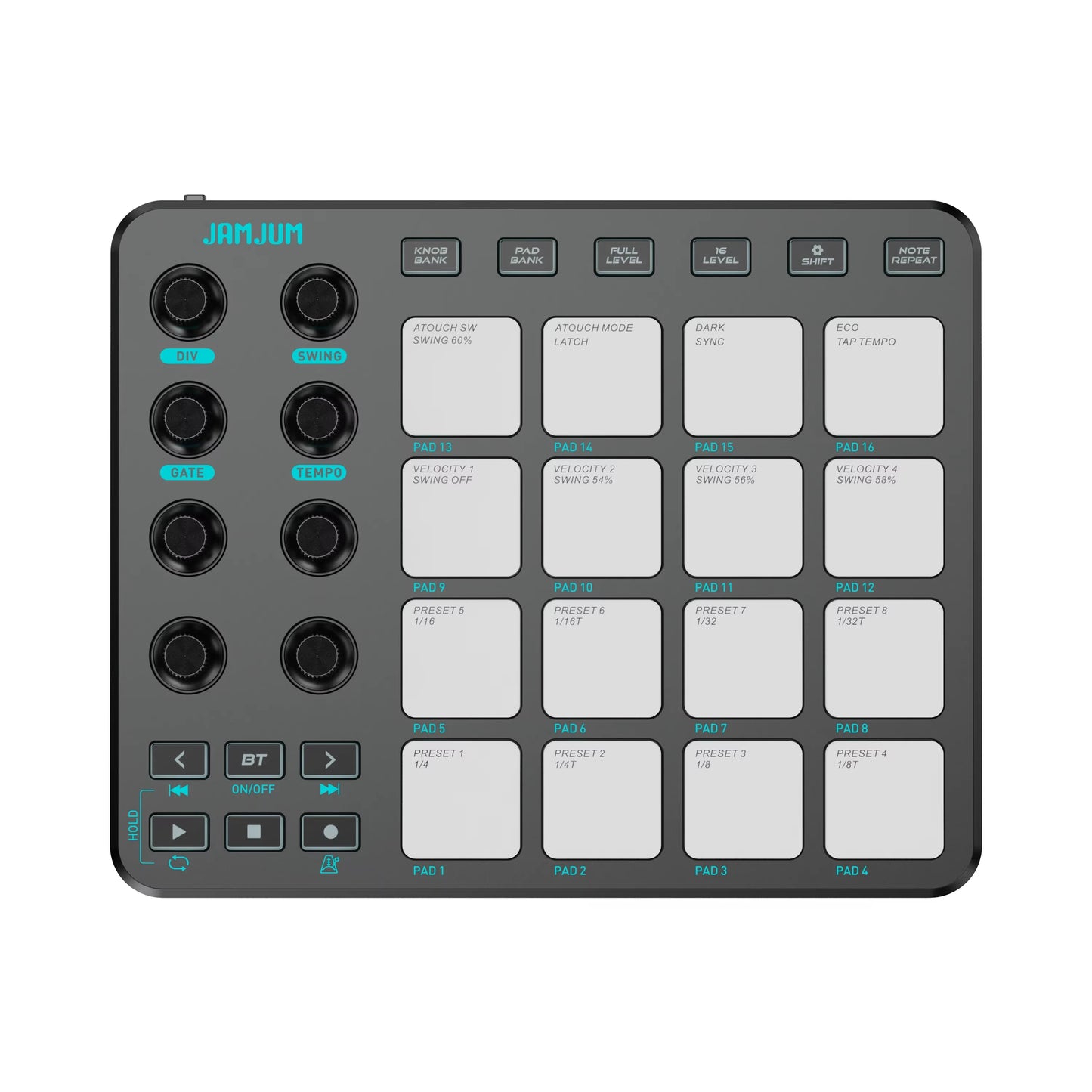 M-VAVE SMC-PAD, 16-Pad MIDI Controller,USB-C Interface， Portable Beat Maker & 3.5mm Output Interface