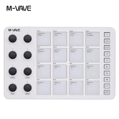 M-VAVE SMC-PAD, 16-Pad MIDI Controller,USB-C Interface， Portable Beat Maker & 3.5mm Output Interface