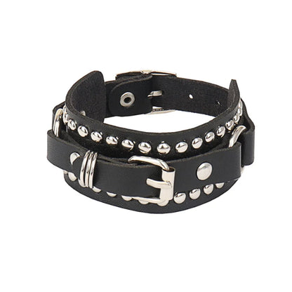 1Pc Hip Hop Men Goth PU Leather Wristband bracelet en cuir Vintage Cosplay Rock Spikes Rivet Chunky Cuff Black браслеты