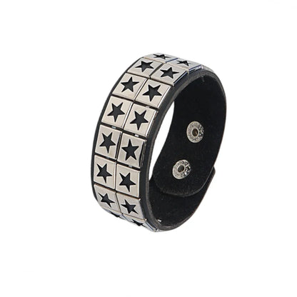 1Pc Hip Hop Men Goth PU Leather Wristband bracelet en cuir Vintage Cosplay Rock Spikes Rivet Chunky Cuff Black браслеты