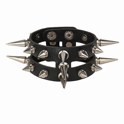 1Pc Hip Hop Men Goth PU Leather Wristband bracelet en cuir Vintage Cosplay Rock Spikes Rivet Chunky Cuff Black браслеты
